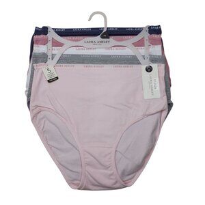 Laura Ashley 5-Pack Cotton Spandex Tag-Free M Brief Panties Pink Gray Blue White